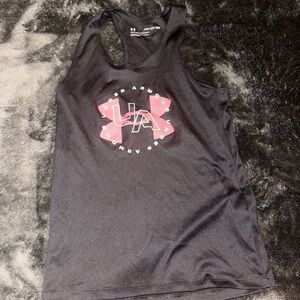 Under Armour Black Tank with White and Pink Logo